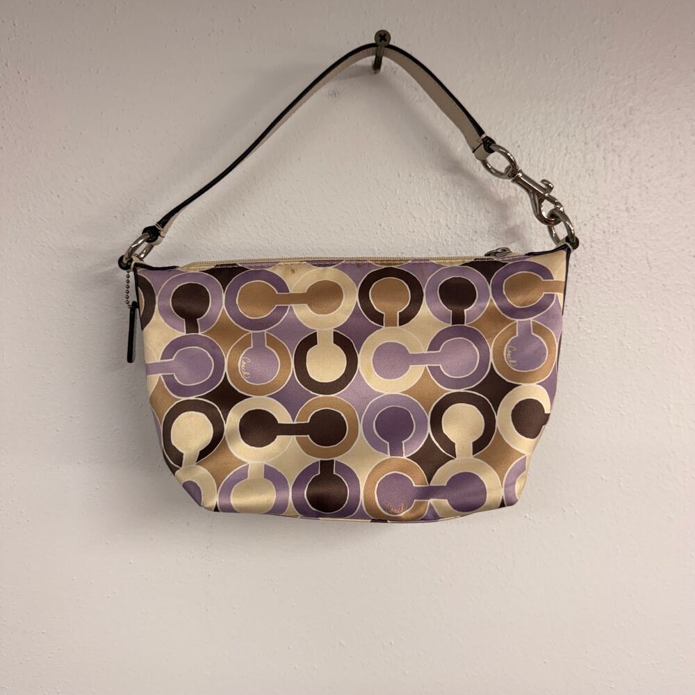 Y2K COACH Julia Outline Op Art Sateen Pouch Small Shoulder Bag 44837 Lilac 2000s - Picture 3 of 11